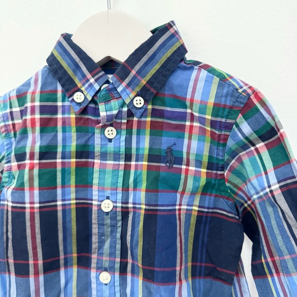 Ralph Lauren Plaid Button down long sleeve - 6months